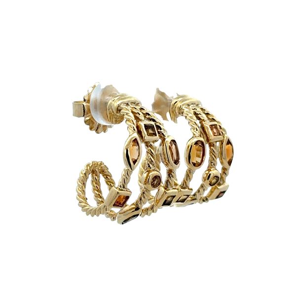 18k Yellow Gold David Yurman Multi Gemstone Huggie Earrings – 2.20 CTW Image 2 Perry's Diamonds & Estate Jewelry Charlotte, NC