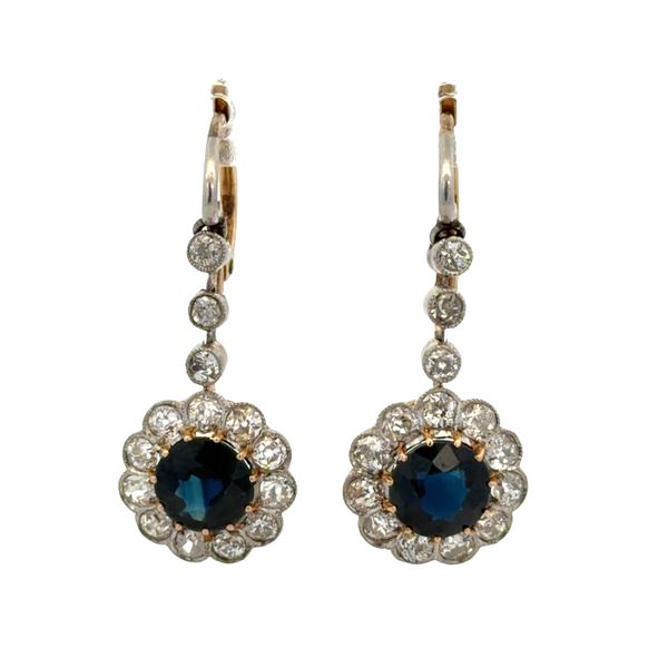 Antique Edwardian Platinum-Topped 18k Yellow Gold Sapphire & Diamond Dangle Earrings – Circa 1910s Perry's Diamonds & Estate Jewelry Charlotte, NC