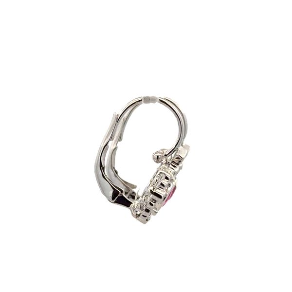 14k White Gold Ruby & Diamond Bezel-Set Earrings – 5/8