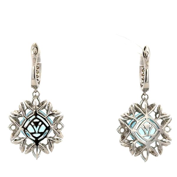 Estate Le Vian 14k White Gold Blue Topaz, Aquamarine & Diamond Drop Earrings Image 2 Perry's Diamonds & Estate Jewelry Charlotte, NC