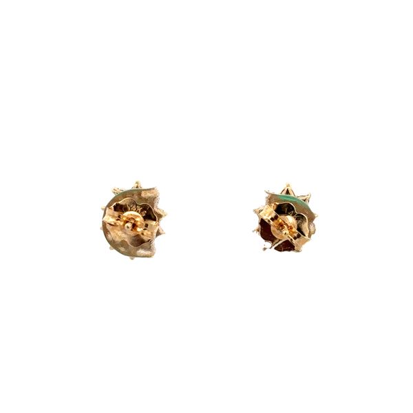 Small 14k Yellow Gold Emerald & Diamond Stud Earrings Image 2 Perry's Diamonds & Estate Jewelry Charlotte, NC