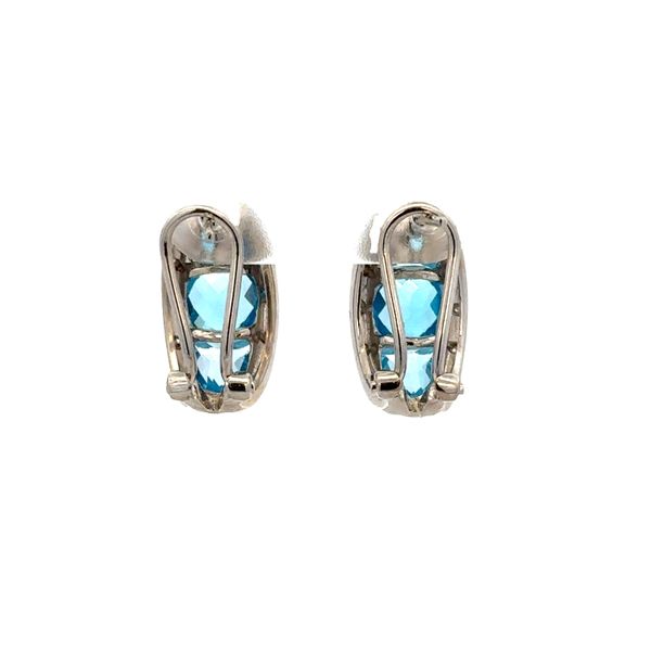 14k White Gold Blue Topaz & Diamond Huggie Earrings – 5/8