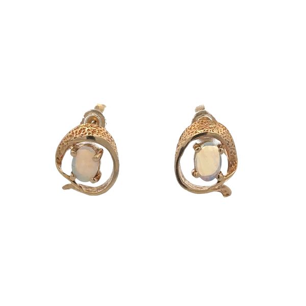 14k Yellow Gold Opal Abstract Stud Earrings Perry's Diamonds & Estate Jewelry Charlotte, NC