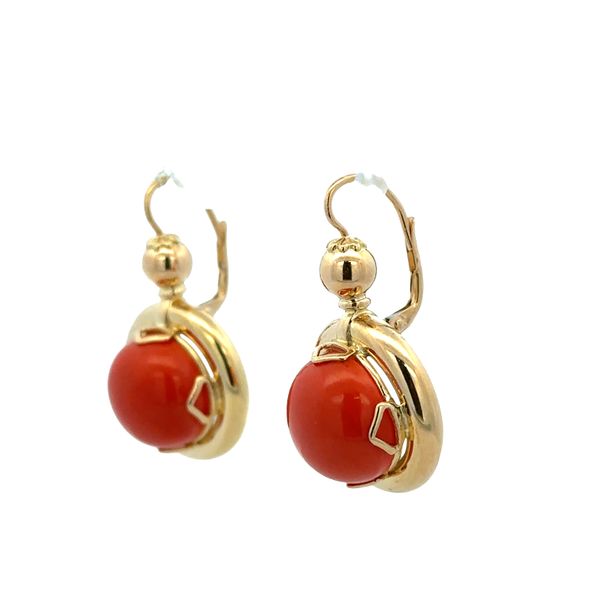 18k Yellow Gold Coral Statement Earrings Image 2 Perry's Diamonds & Estate Jewelry Charlotte, NC