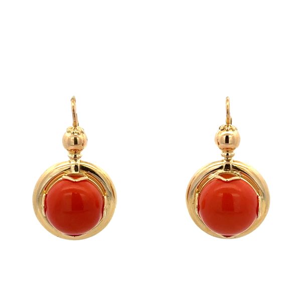 18k Yellow Gold Coral Statement Earrings Perry's Diamonds & Estate Jewelry Charlotte, NC