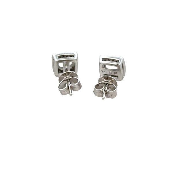 14k White Gold Prasiolite & Diamond Halo Stud Earrings Image 2 Perry's Diamonds & Estate Jewelry Charlotte, NC