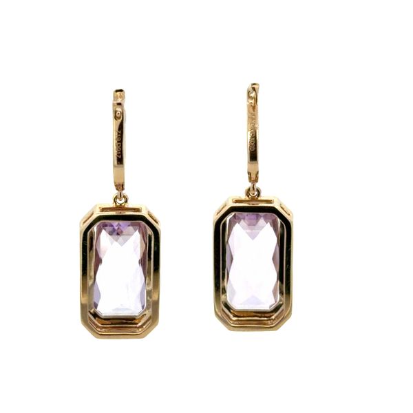 14k Yellow Gold Amethyst & Diamond Dangle Earrings Image 2 Perry's Diamonds & Estate Jewelry Charlotte, NC