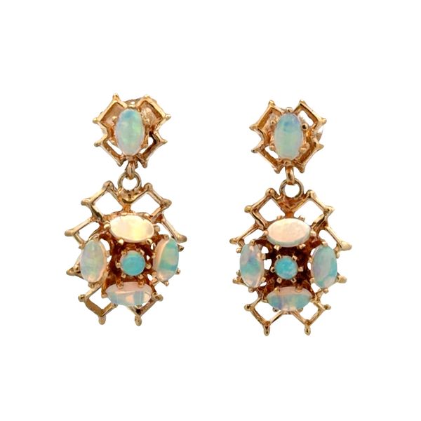 14k Yellow Gold Opal Openwork Drop Earrings Perry's Diamonds & Estate Jewelry Charlotte, NC