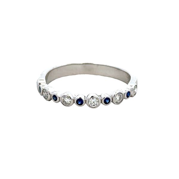 14k White Gold Sapphire & Diamond Alternating Bezel Band – Size 6.5 Perry's Diamonds & Estate Jewelry Charlotte, NC