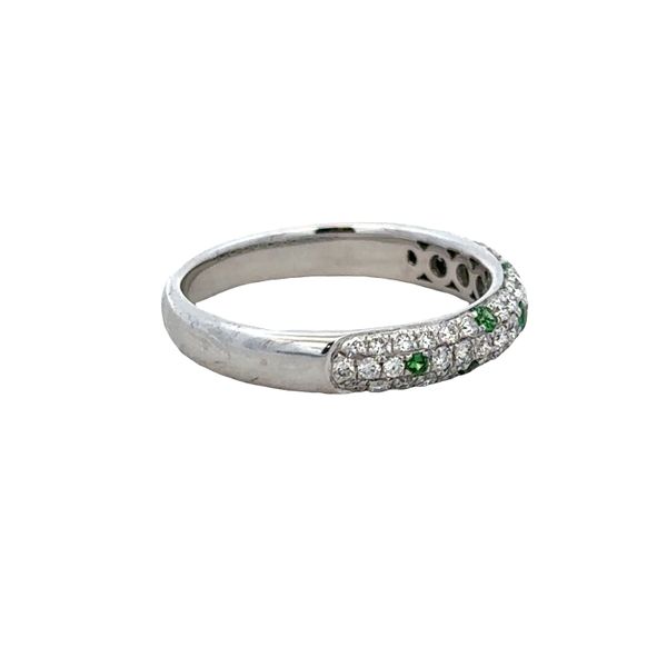 18k White Gold Diamond & Tsavorite Wedding Band Image 2 Perry's Diamonds & Estate Jewelry Charlotte, NC