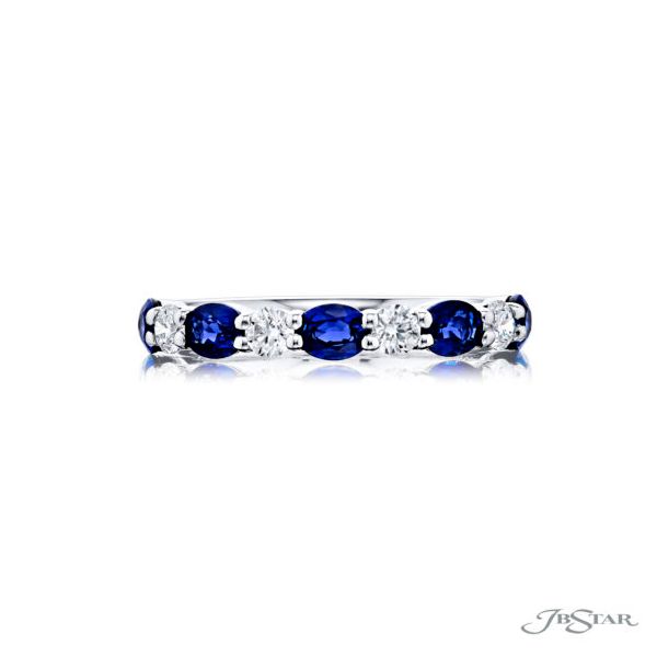 Platinum Sapphire & Diamond Alternating Band Ring – Size 6.5 Perry's Diamonds & Estate Jewelry Charlotte, NC