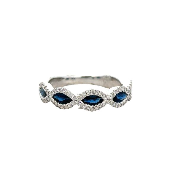 14k White Gold Infinity Style Band with Marquise Sapphires and Diamond Accents – 0.85 ct. Sapphires, 0.22 ct. Diamonds Perry's Diamonds & Estate Jewelry Charlotte, NC