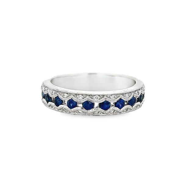 Sapphire and Diamond Band in White Gold Perry's Diamonds & Estate Jewelry Charlotte, NC