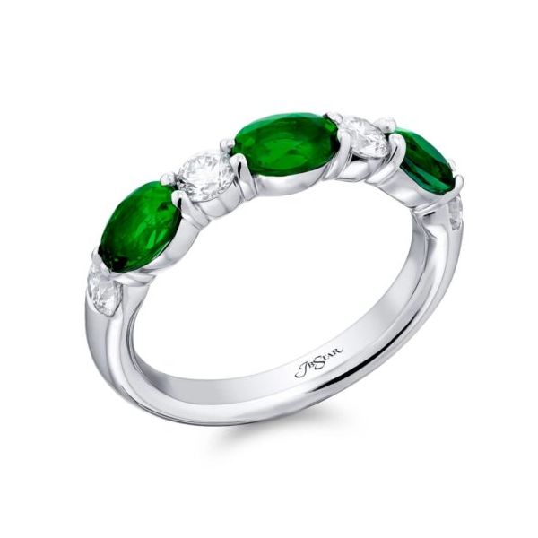 JB Star Platinum Emerald & Diamond Wedding Band – Size 7 Image 2 Perry's Diamonds & Estate Jewelry Charlotte, NC
