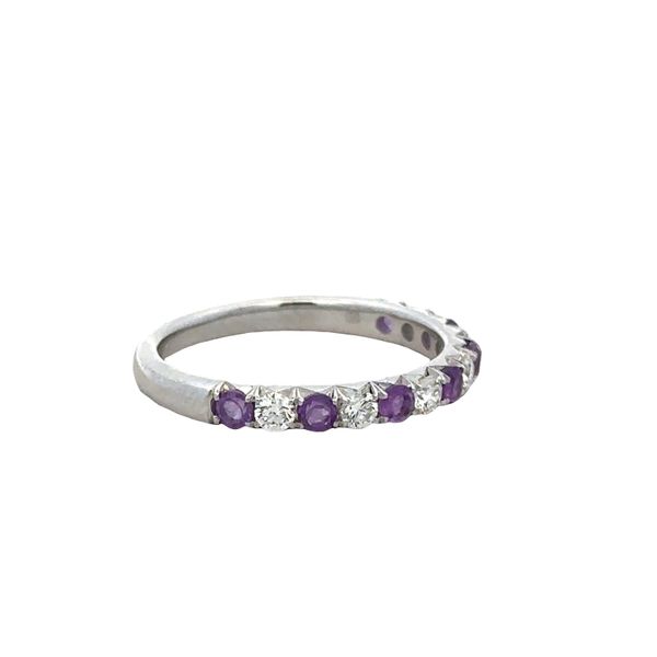 14k White Gold Amethyst & Diamond Alternating Band – Size 6 Image 2 Perry's Diamonds & Estate Jewelry Charlotte, NC