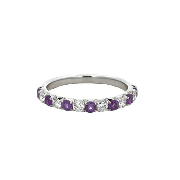 14k White Gold Amethyst & Diamond Alternating Band – Size 6 Perry's Diamonds & Estate Jewelry Charlotte, NC