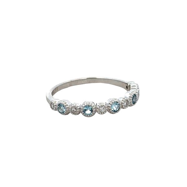 14k White Gold Aquamarine & Diamond Wedding Band – Size 6.5 Image 2 Perry's Diamonds & Estate Jewelry Charlotte, NC