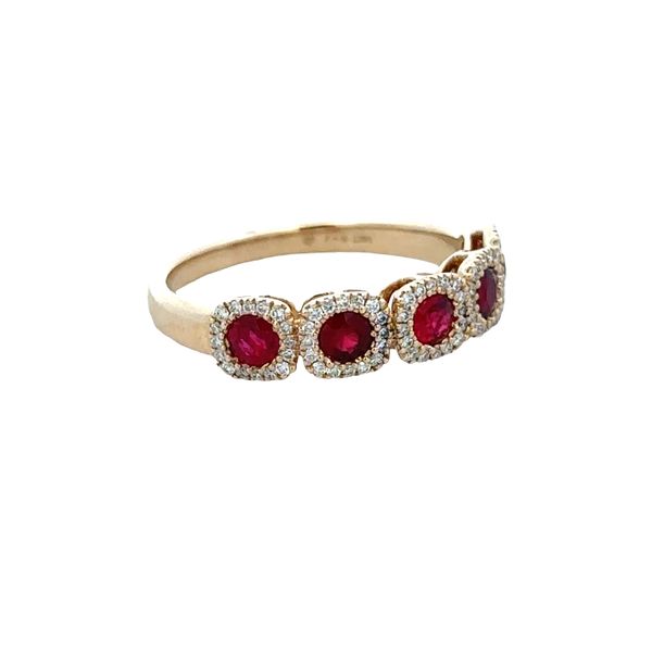 14k Yellow Gold Ruby & Diamond Halo Band – Size 6.75 Image 2 Perry's Diamonds & Estate Jewelry Charlotte, NC