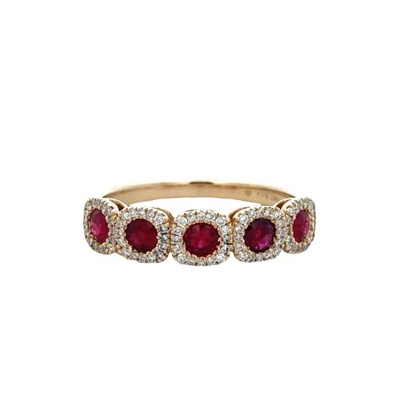14k Yellow Gold Ruby & Diamond Halo Band – Size 6.75 Perry's Diamonds & Estate Jewelry Charlotte, NC