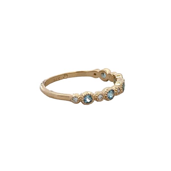 14k Yellow Gold Aquamarine & Diamond Alternating Band – Size 6.75 Image 2 Perry's Diamonds & Estate Jewelry Charlotte, NC