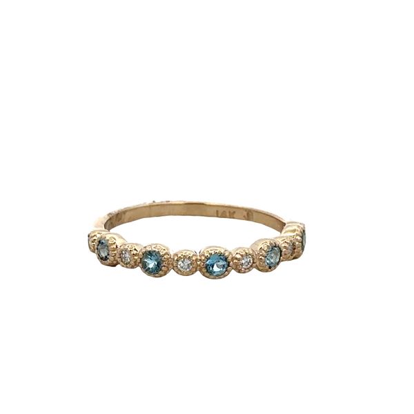 14k Yellow Gold Aquamarine & Diamond Alternating Band – Size 6.75 Perry's Diamonds & Estate Jewelry Charlotte, NC