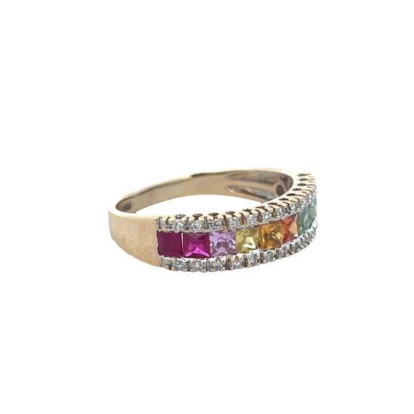 14k Yellow Gold Multicolor Sapphire & Diamond Band – Size 8 Image 2 Perry's Diamonds & Estate Jewelry Charlotte, NC