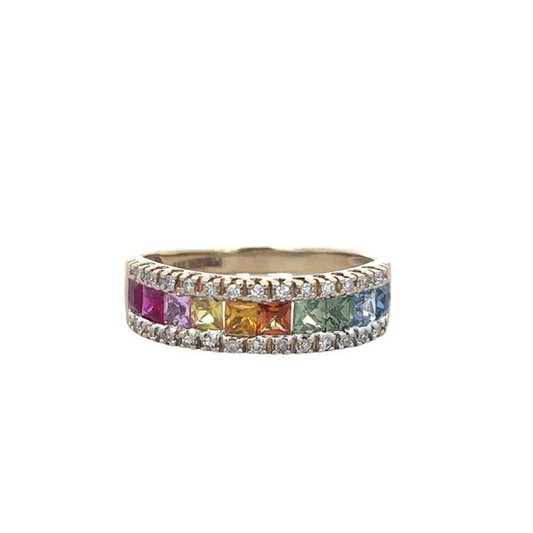 14k Yellow Gold Multicolor Sapphire & Diamond Band – Size 8 Perry's Diamonds & Estate Jewelry Charlotte, NC