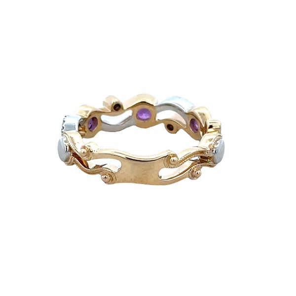 14k Two-Tone Gold Amethyst & Diamond Openwork Band – Size 6 Image 3 Perry's Diamonds & Estate Jewelry Charlotte, NC