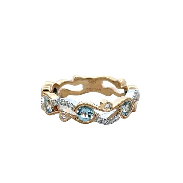 14k Two-Tone Gold Aquamarine & Diamond Openwork Band – Size 6 Perry's Diamonds & Estate Jewelry Charlotte, NC