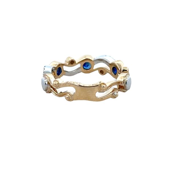 14k Two-Tone Gold Blue Sapphire & Diamond Openwork Band – Size 6 Image 3 Perry's Diamonds & Estate Jewelry Charlotte, NC