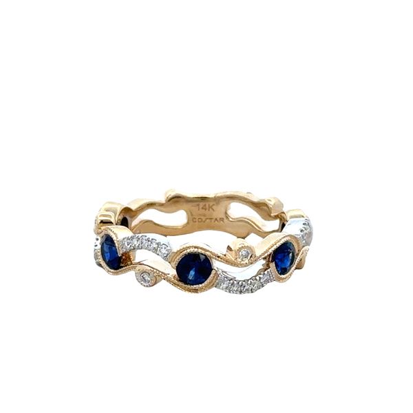 14k Two-Tone Gold Blue Sapphire & Diamond Openwork Band – Size 6 Perry's Diamonds & Estate Jewelry Charlotte, NC