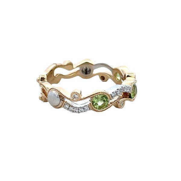 14k Two-Tone Gold Peridot & Diamond Curving Band – Size 6 Image 2 Perry's Diamonds & Estate Jewelry Charlotte, NC