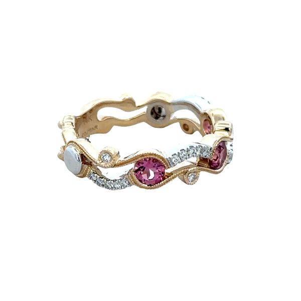 14k Two-Tone Gold Pink Tourmaline & Diamond Openwork Band – Size 6 Image 2 Perry's Diamonds & Estate Jewelry Charlotte, NC