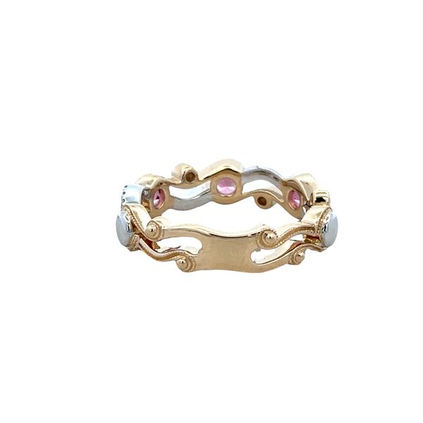 14k Two-Tone Gold Pink Tourmaline & Diamond Openwork Band – Size 6 Image 3 Perry's Diamonds & Estate Jewelry Charlotte, NC