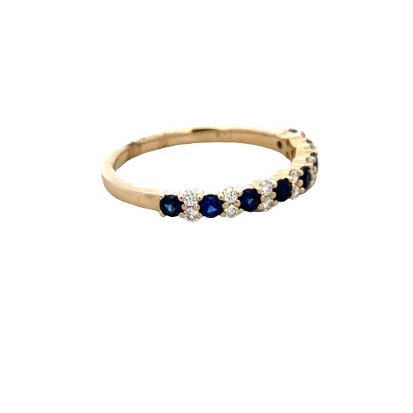 14k Yellow Gold Blue Sapphire & Diamond Alternating Band – Size 6.25 Image 2 Perry's Diamonds & Estate Jewelry Charlotte, NC