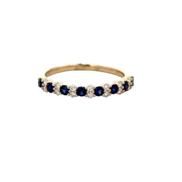 14k Yellow Gold Blue Sapphire & Diamond Alternating Band – Size 6.25 Perry's Diamonds & Estate Jewelry Charlotte, NC