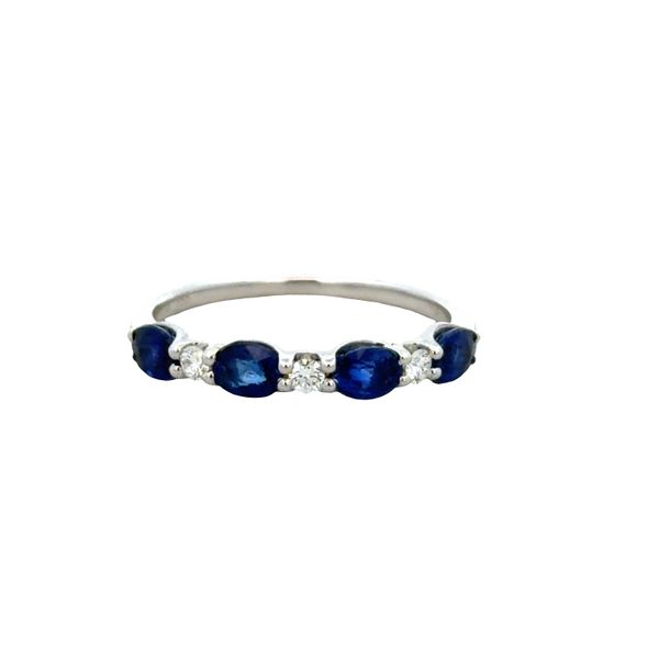 14k White Gold Oval Blue Sapphire & Diamond Alternating Band – Size 6.5 Perry's Diamonds & Estate Jewelry Charlotte, NC