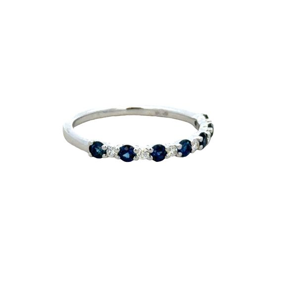 14k White Gold Blue Sapphire & Diamond Alternating Band – Size 6.5 Image 2 Perry's Diamonds & Estate Jewelry Charlotte, NC
