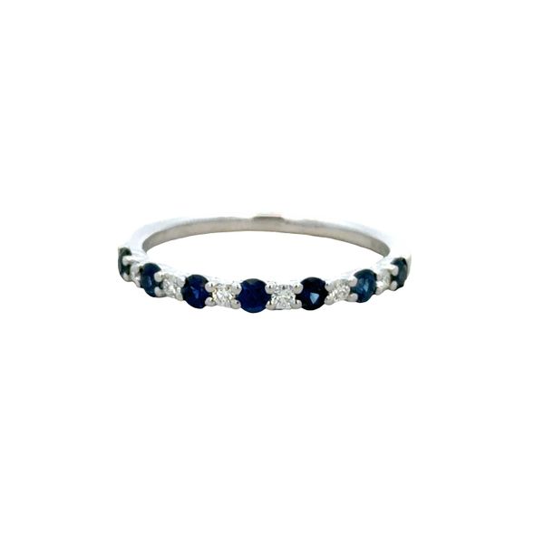 14k White Gold Blue Sapphire & Diamond Alternating Band – Size 6.5 Perry's Diamonds & Estate Jewelry Charlotte, NC