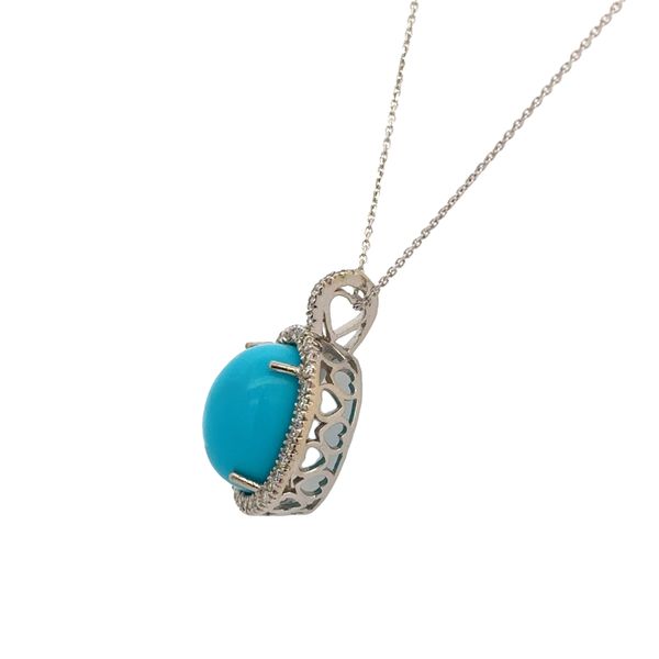 Turquoise and Diamond Pendant in White Gold Image 2 Perry's Diamonds & Estate Jewelry Charlotte, NC