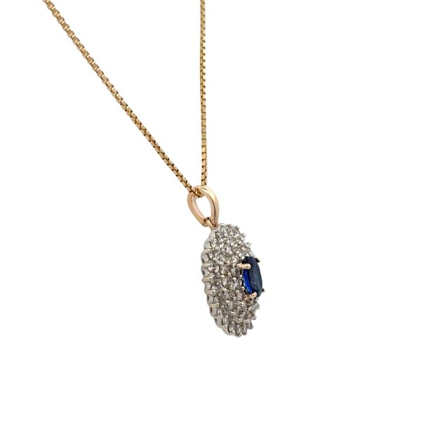 14k White Gold Sapphire & Diamond Triple Halo Pendant Necklace Image 2 Perry's Diamonds & Estate Jewelry Charlotte, NC