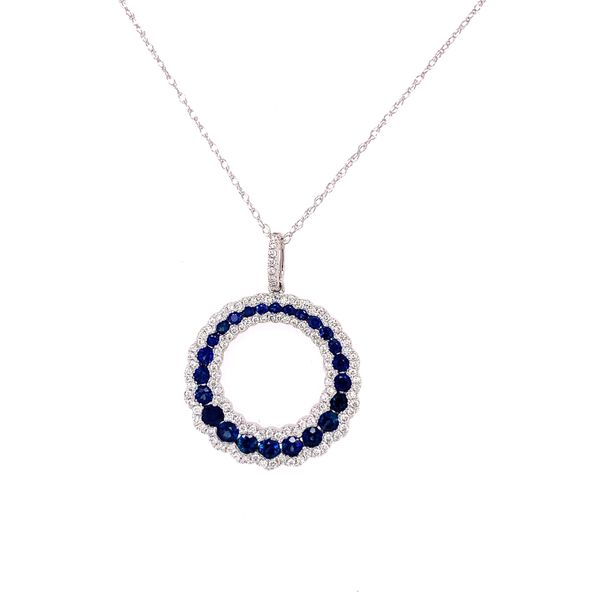 Circular Sapphire and Diamond Pendant Image 2 Perry's Diamonds & Estate Jewelry Charlotte, NC