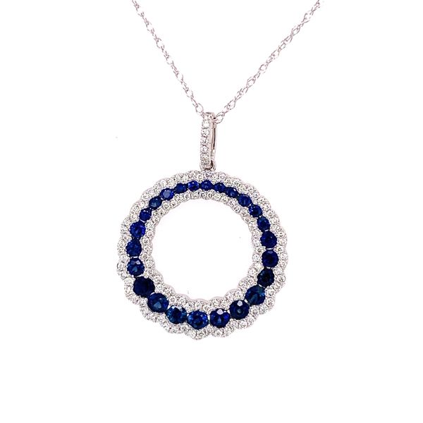 Circular Sapphire and Diamond Pendant Perry's Diamonds & Estate Jewelry Charlotte, NC