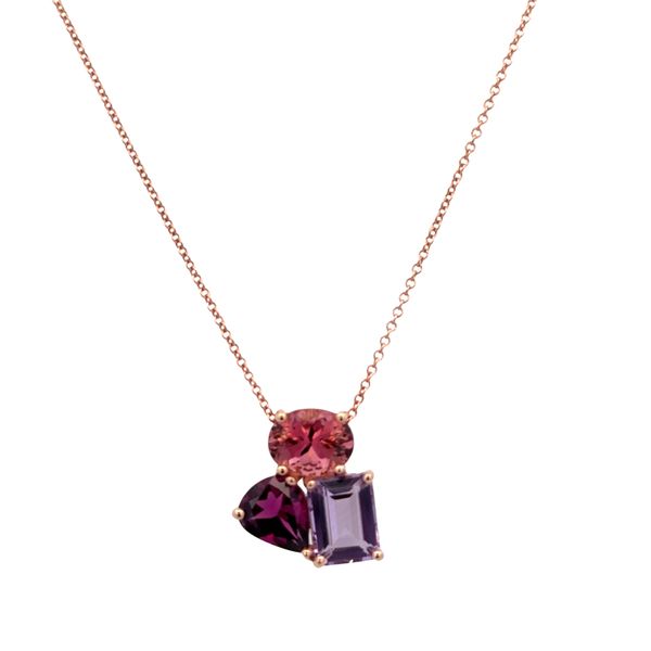 14k Rose Gold Multi-Gemstone Pendant Necklace Image 2 Perry's Diamonds & Estate Jewelry Charlotte, NC