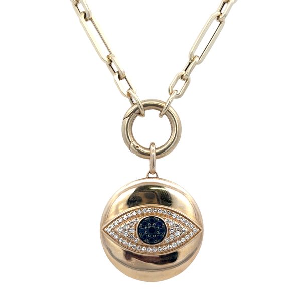 14k Yellow Gold Sapphire & Diamond Evil Eye Necklace – 18