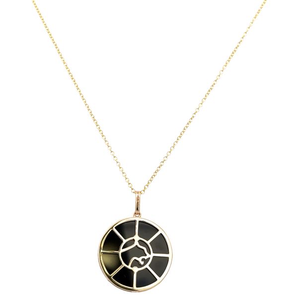 14k Yellow Gold Diamond & Black Onyx Fluted Pendant Necklace Image 3 Perry's Diamonds & Estate Jewelry Charlotte, NC