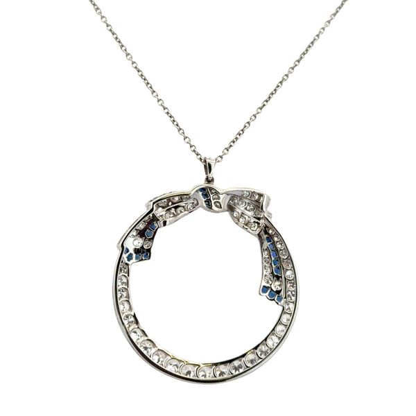 Platinum Art Deco Diamond & Sapphire Wreath Pendant – Circa 1920s Image 2 Perry's Diamonds & Estate Jewelry Charlotte, NC