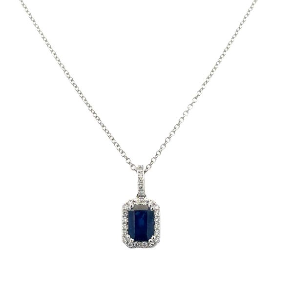 14k White Gold Sapphire & Diamond Halo Pendant – 1.05 Carats Image 3 Perry's Diamonds & Estate Jewelry Charlotte, NC