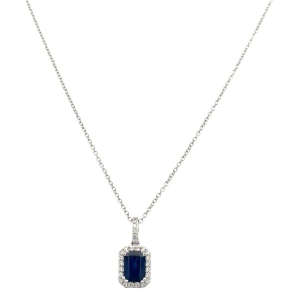 14k White Gold Sapphire & Diamond Halo Pendant – 1.05 Carats Perry's Diamonds & Estate Jewelry Charlotte, NC