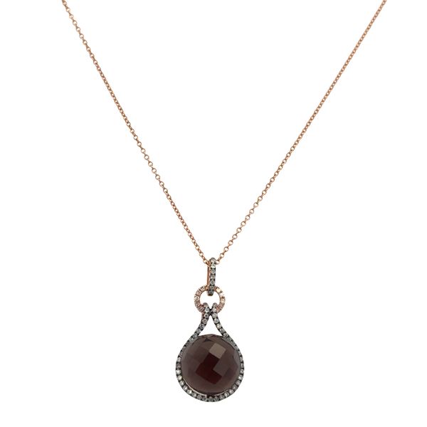 14k Rose Gold Smoky Quartz & Diamond Pendant – 0.25 CTW Perry's Diamonds & Estate Jewelry Charlotte, NC